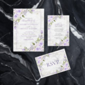 Rustic Lilac Lavender Gold Marble Photo Wedding Invitation (Personalise this independent creator's collection.)