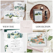 Rustic Mountain River Forest | Illustrated Wedding Tri-Fold Invitation