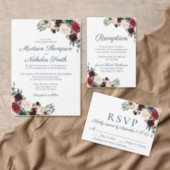 Navy Marsala Floral Wedding Registry Insert Cards (Personalise this independent creator's collection.)