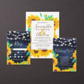 Rustic navy string lights sunflowers bridal shower invitation (Personalise this independent creator's collection.)
