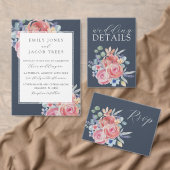 Budget Dark Blue Rose Floral Watercolor Wedding (Personalise this independent creator's collection.)