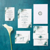Elegant Teal Roses Change of Wedding Plans Announcement Postcard (Personalise this independent creator's collection.)
