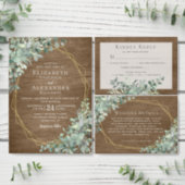 Rustic Eucalyptus Leaves All in One Wedding Invite (Personalise this independent creator's collection.)