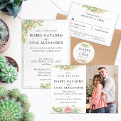 Rustic Watercolor Succulent Cactus Bridal Shower Invitation