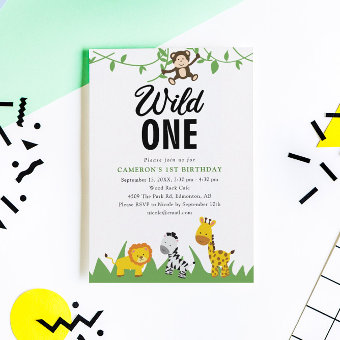 Safari Wild One 1st Birthday Cute Jungle Postcard | Zazzle