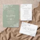 Elegant Sage Green on White Wedding Livestream Invitation (Personalise this independent creator's collection.)