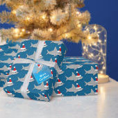 Shark in Santa Hat Christmas Holiday Kids' Cloth Face Mask (Personalize this independent creator's collection.)