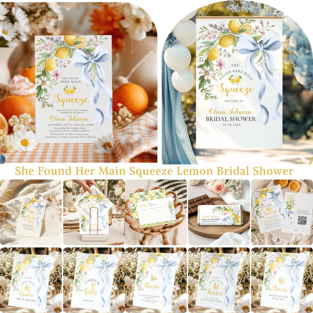 She Found Her Main Squeeze Lemon Bridal Shower Invitation | Zazzle