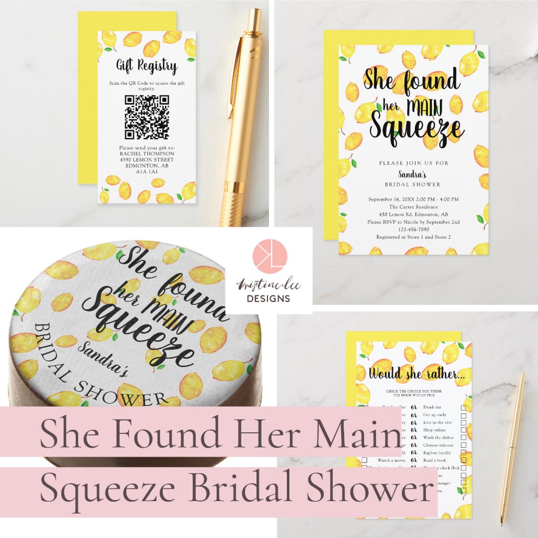 She Found Her Main Squeeze Lemon Bridal Shower Hand Sanitizer | Zazzle