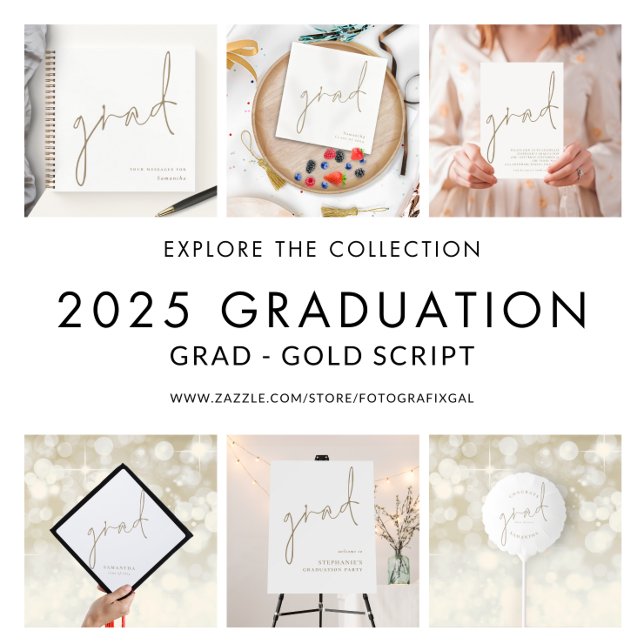 Minimalist Grad Gold Script Graduate Guest Book