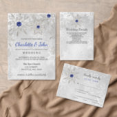 silver royal blue snowflakes winter wedding  invitation (Personalise this independent creator's collection.)