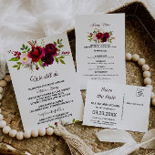 Simple Burgundy Floral Kissing Menu