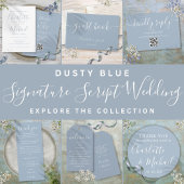 Dusty Blue Signature Script Wedding Wine Label