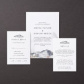 Simple Floral Mountain Horizontal Save the Date Invitation Postcard (Personalise this independent creator's collection.)