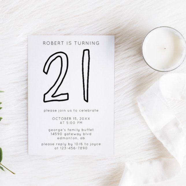 Happy 21st Birthday Modern Simple Black White Banner | Zazzle
