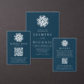 Simple Snowflake Navy QR Code Wedding RSVP Card | Zazzle