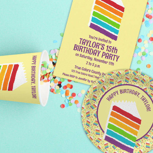 Slice of Rainbow Cake and Sprinkles Patterned Tissue Paper