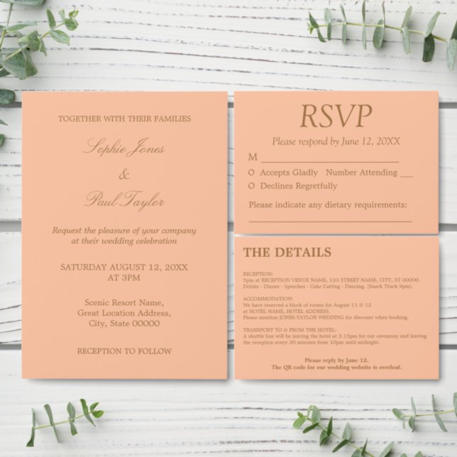 Peach Lined Golden Beige Return Address Envelope