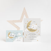 Moon and Stars Gray Book Request Baby Shower Enclosure Card