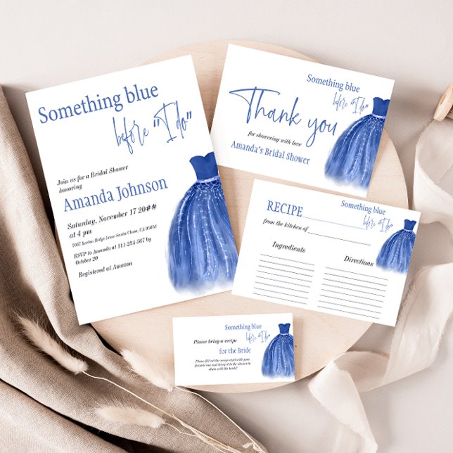 Something Blue Before I Do Dress Bridal Shower Invitation