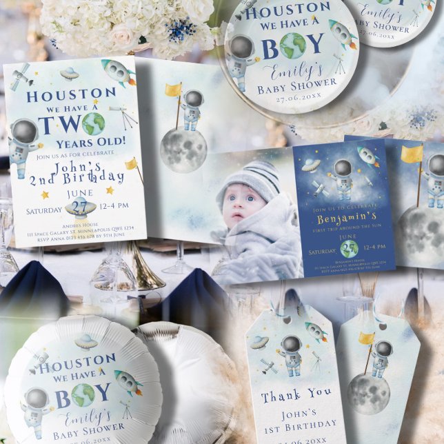 Space Baby Shower Astronaut Boy rockets star Party Invitation Zazzle