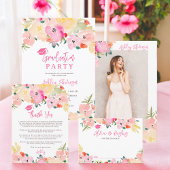 Spring pink boho garden floral graduation welcome poster | Zazzle