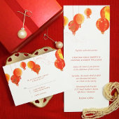 Stylish Red Paper Lanterns Wedding Invitation