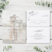Elegant Script with Photo Back Wedding Invitation (Personalise this independent creator's collection.)