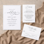 Black White Blush Elegant Script Modern Wedding Invitation (Personalise this independent creator's collection.)