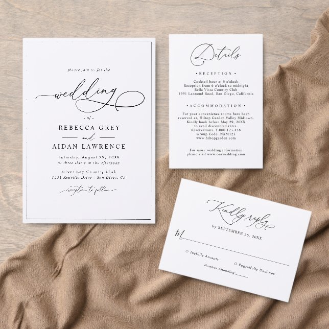 Simple Elegant Calligraphy Script Wedding Invitation