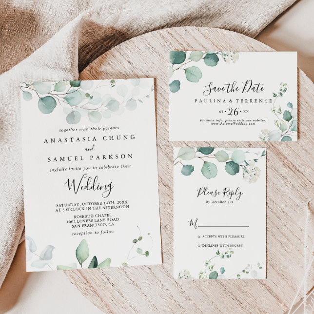 Green Eucalyptus Botanical Wedding Envelope Seals