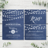 Navy Blue String Lights Wedding Insert Card (Personalise this independent creator's collection.)