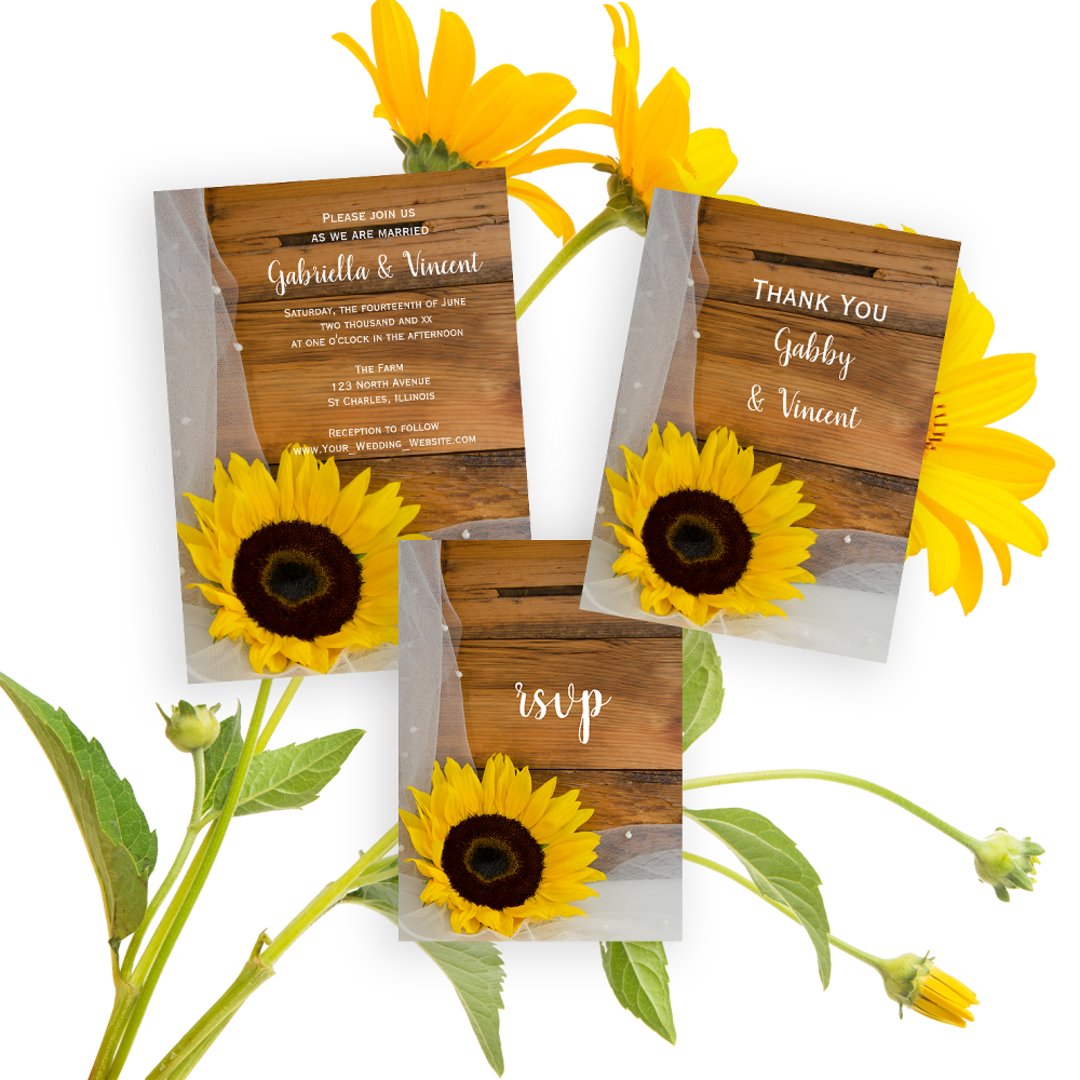 Rustic Sunflower and Veil Country Wedding Cake Topper | Zazzle