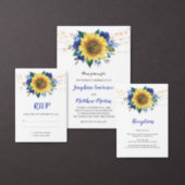 Sunflower Blue Rose Floral Lights Wedding Invitation (Personalise this independent creator's collection.)