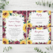 Sunflower Burgundy Floral Border Fall Wedding Invitation (Personalise this independent creator's collection.)