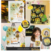 Sunflower Girl custom Birthday Photo Cake Pop