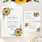 Bridal Shower Sunflowers Geometric Floral Invitation