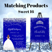 Sweet 16 royal blue silver budget save date flyer