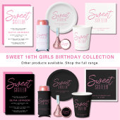 Modern Sweet Sixteen Pink & White Birthday Invitation