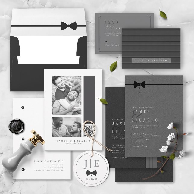 Tailored Black & White Wedding ID1090 RSVP