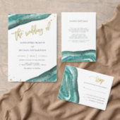 Teal and Faux Rose Gold Geode Brunch and Bubbly Invitation (Personalise this independent creator's collection.)