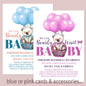 Teddy Bear Bearly There Pink Baby Shower Invitation