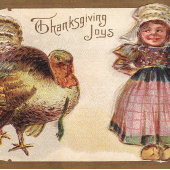 Vintage Thanksgiving, Turkey, Pilgrim Girl Coffee Mug