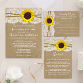 The Kraft, & Lace Sunflower Collection RSVP Invitation Postcard