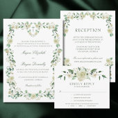 Megan White Roses & Greenery Catholic Wedding Invitation