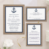 The Navy Anchor On Burlap Beach Wedding Collection Invitation