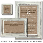 The Rustic White Frame & Burlap Wedding Collection Invitation