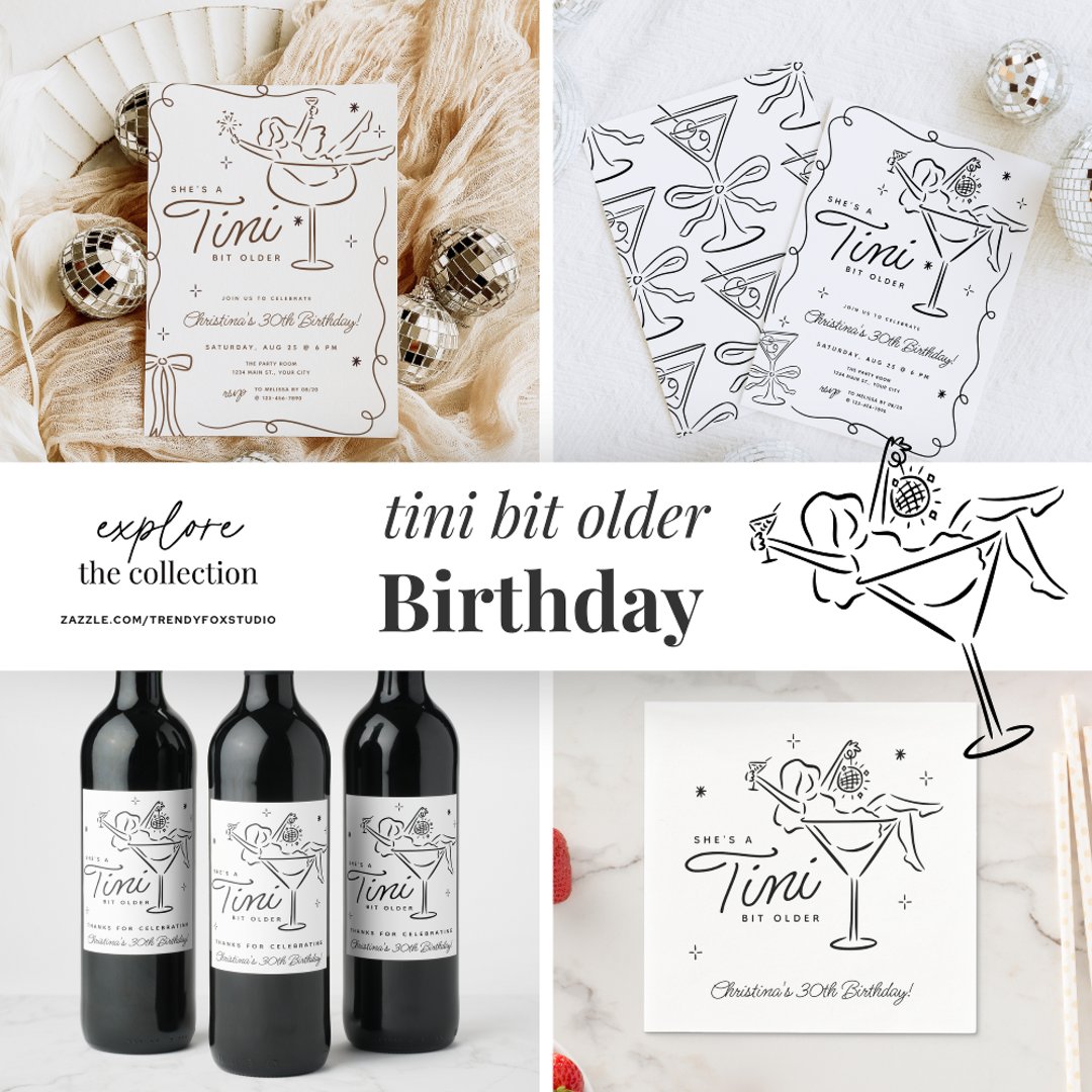 Tini Bit Older Martini Birthday Invitation Zazzle