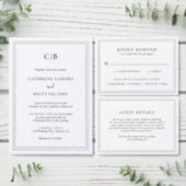 Traditional Monogram Black White Elegant Wedding Invitation (Personalise this independent creator's collection.)