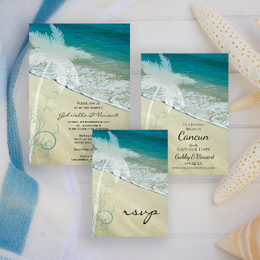 Tropical Beach Wedding Invitation | Zazzle